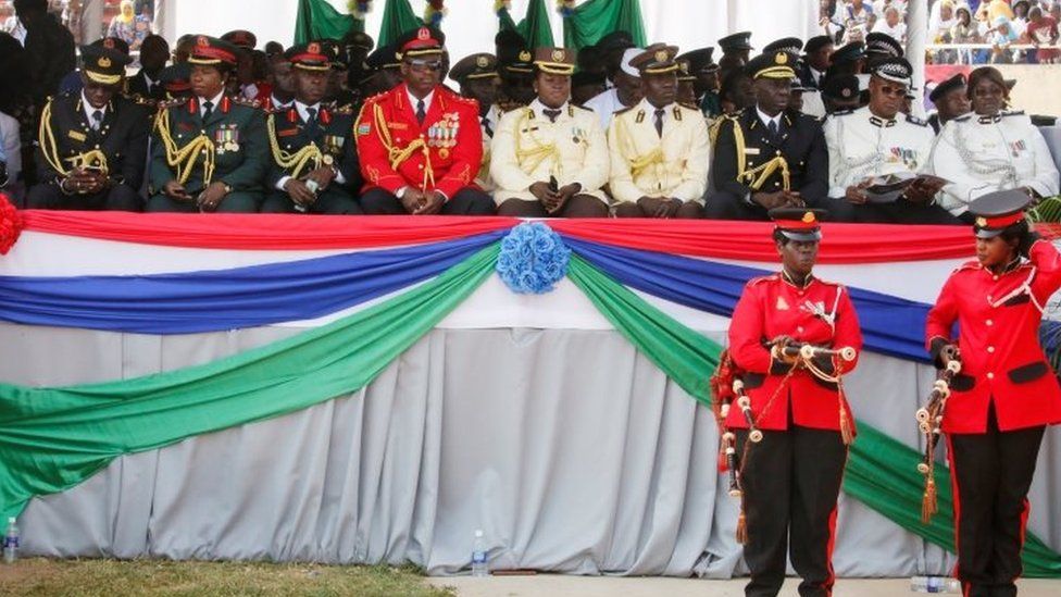 Army officers at the swearing in ceremony at the Gambia's Independence Stadium