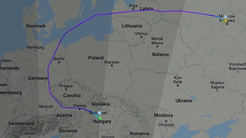 Aeroflot's Moscow to Budapest flight took over an hour longer than usual on Saturday