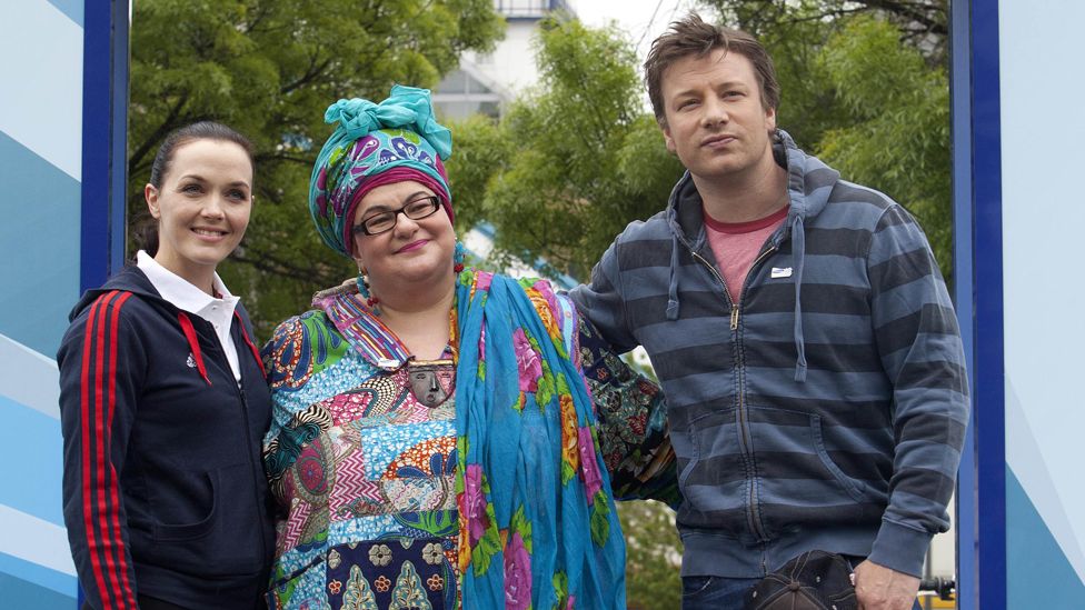 Jamie Oliver and Olympic hopeful Victoria Pendleton and founder of Kids Company Camila Batmanghelidjh launch the Samsung Hope Relay, Samsung's Olympic Games charity initiative in London