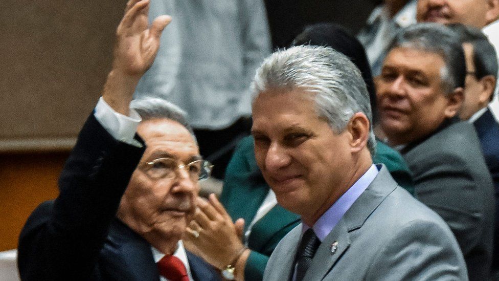 Cuban President Miguel Diaz-Canel, right