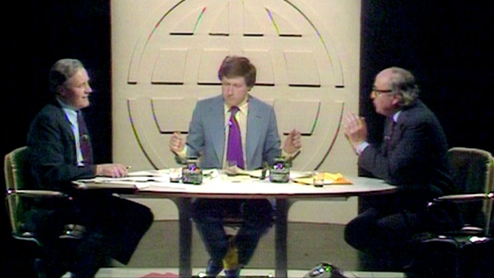Tony Benn and Roy Jenkins debated each other on Panorama in 1975