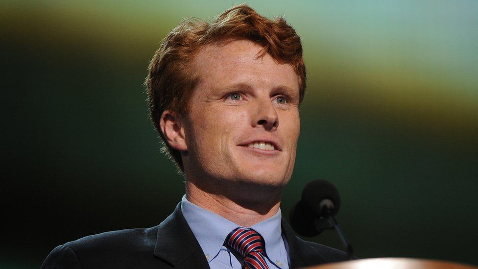 Joe Kennedy III, candidate for the US House of Representatives, Massachusetts speaks to the audience at the Time Warner Cable Arena in Charlotte, North Carolina, on 4 September 2012 on the first day of the Democratic National Convention