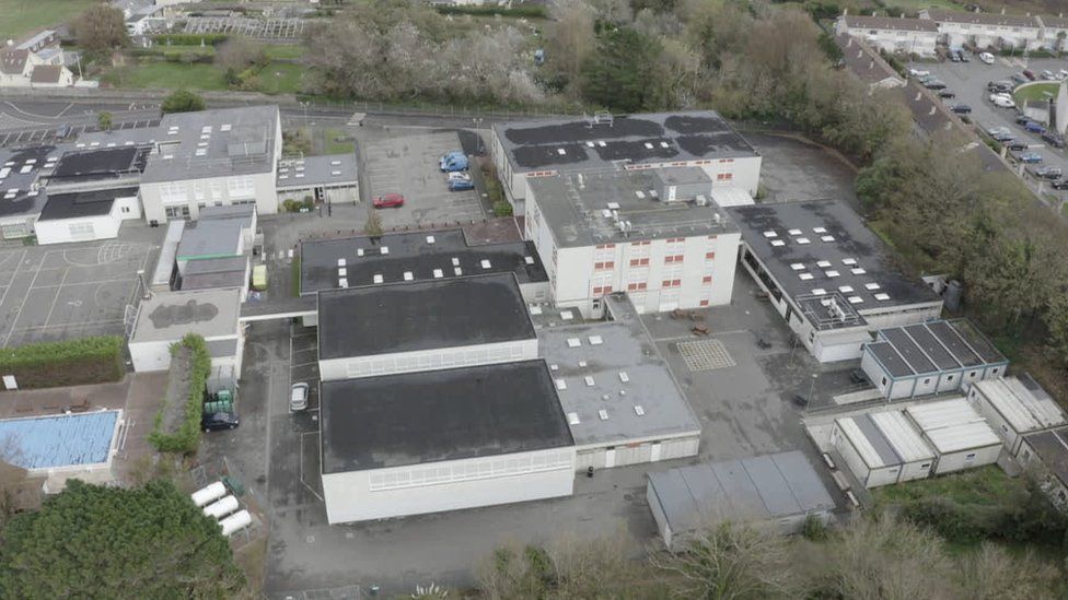 Aerial view of La Mare de Carteret High School