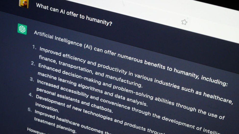 ChatGPT перечисляет ответы на вопрос: «Что ИИ может предложить человечеству?»