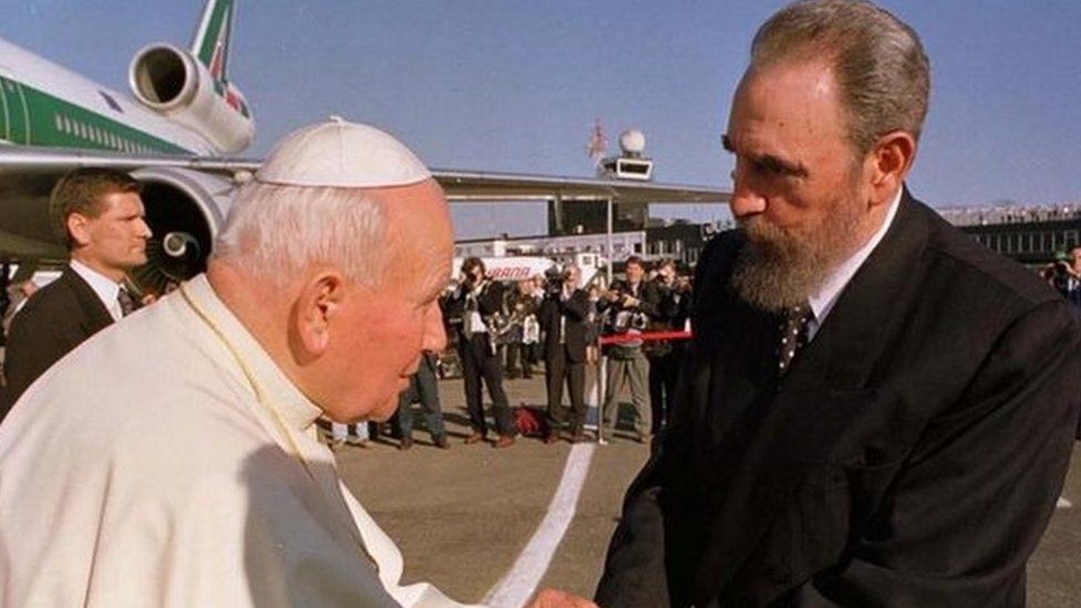 Pope John Paul II with Castro