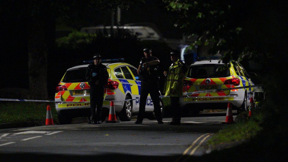 Emergency services near the scene of incident on Biddick Drive, in the Keyham area of Plymouth