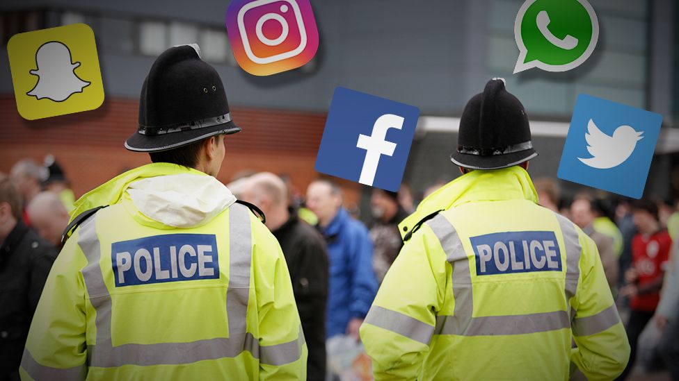 Police and social media logos