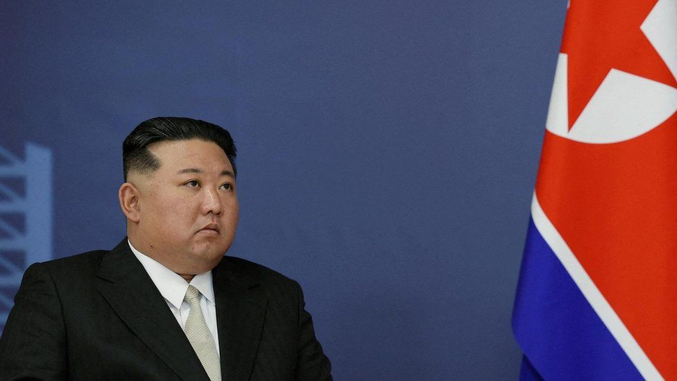 North Korea's leader Kim Jong Un attends a meeting with Russia's President Vladimir Putin in September