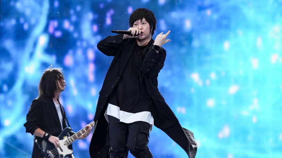Mayday's lead singer Ashin Chen performing in Beijing on 27 May, 2023