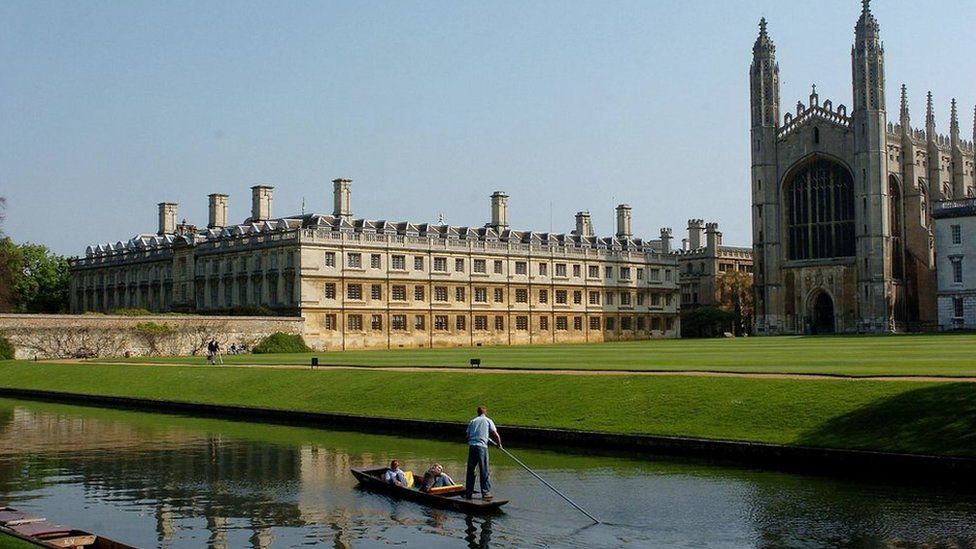 King's College, Cambridge and a punt on the River Cam