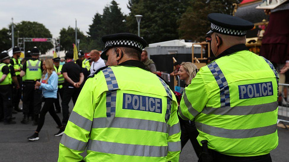 Police officers are pictured in Birmingham