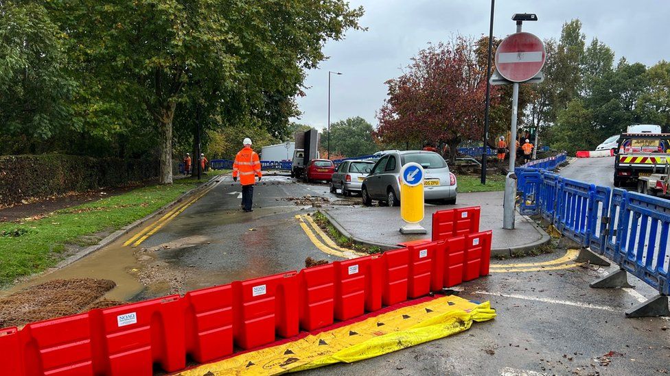 Southend flooding Burst main gushes water into homes and roads