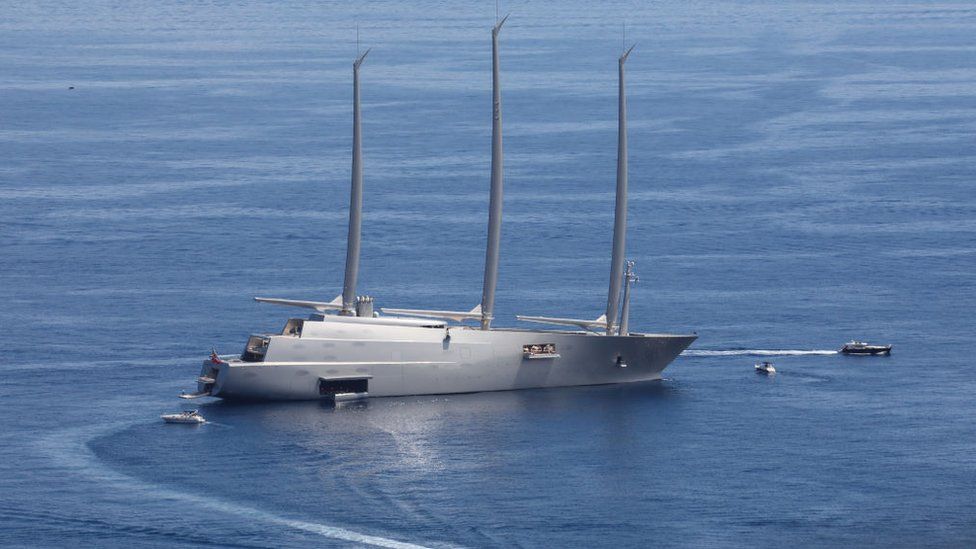 Sailing yacht "A" which features a wall made of stingray hides