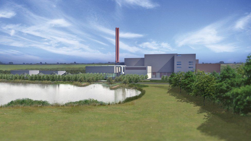 Artist's impression of the planned incinerator at Rookery Pit