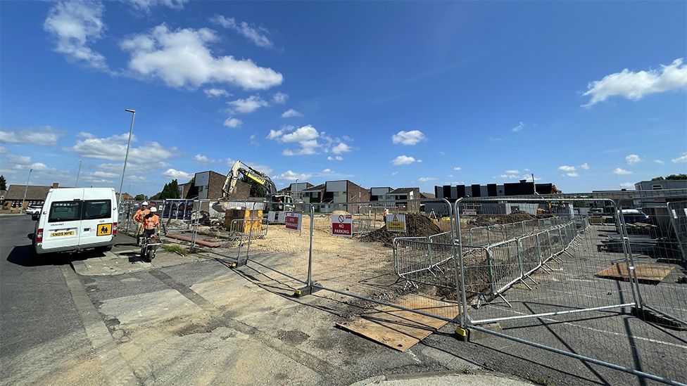 Work starts on apartments to replace Tollesby Shops, in Acklam, Middlesbrough, in August 2021
