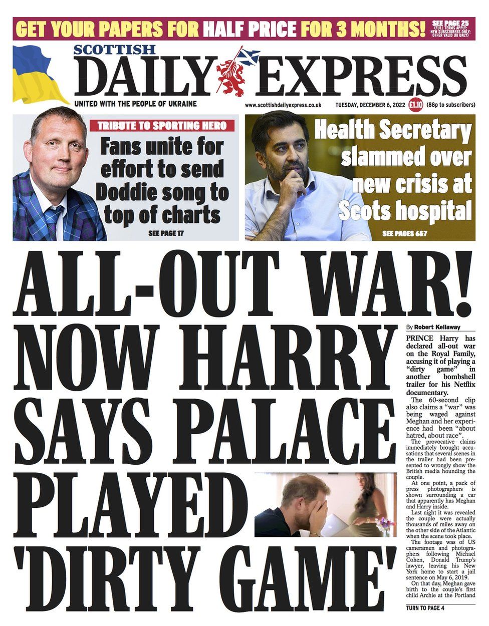 Scotland s papers Harry s all out war and Labour launch vow 2