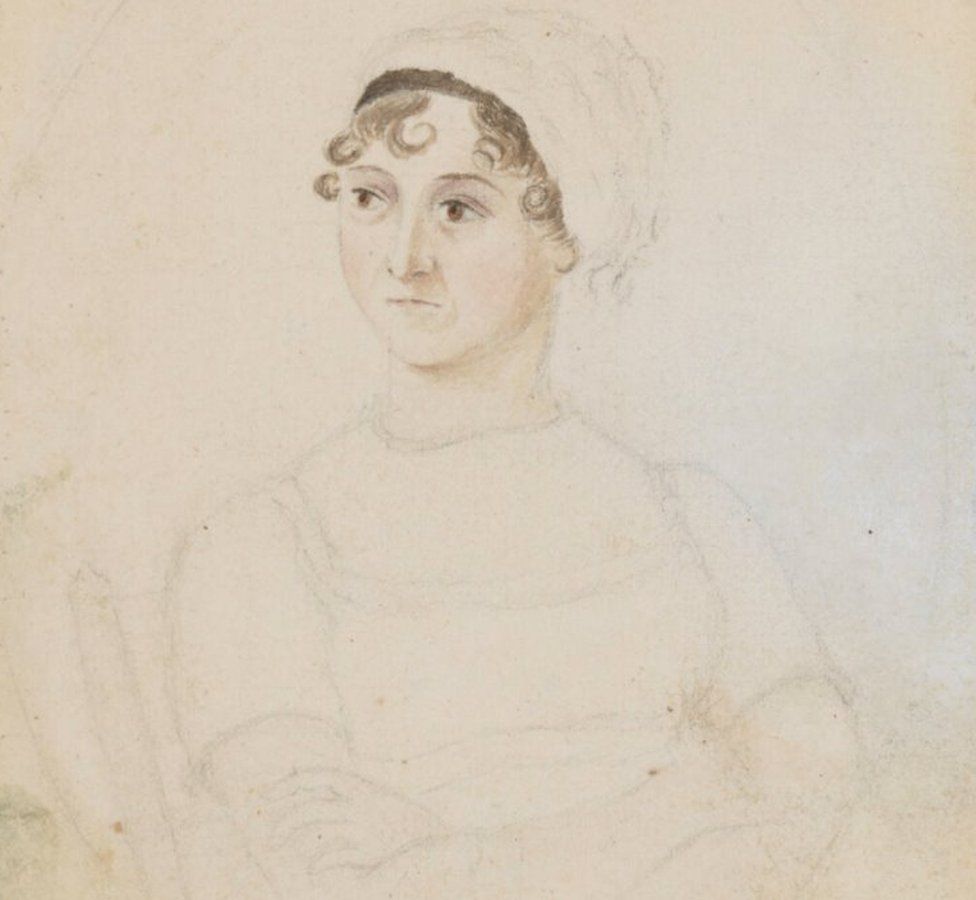 Jane Austen sketch by her sister Cassandra on loan from the National Portrait Gallery