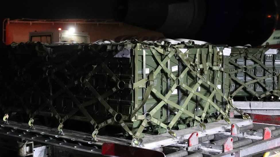 A picture released by the US Embassy shows an aid shipment in Kyiv