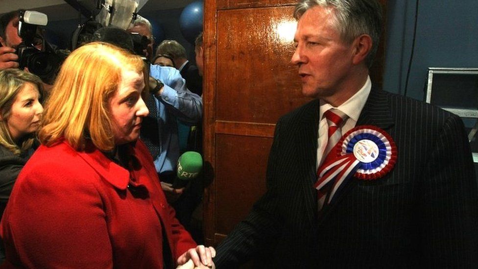 Peter Robinson loses his East Belfast seat to the Alliance deputy leader Naomi Long