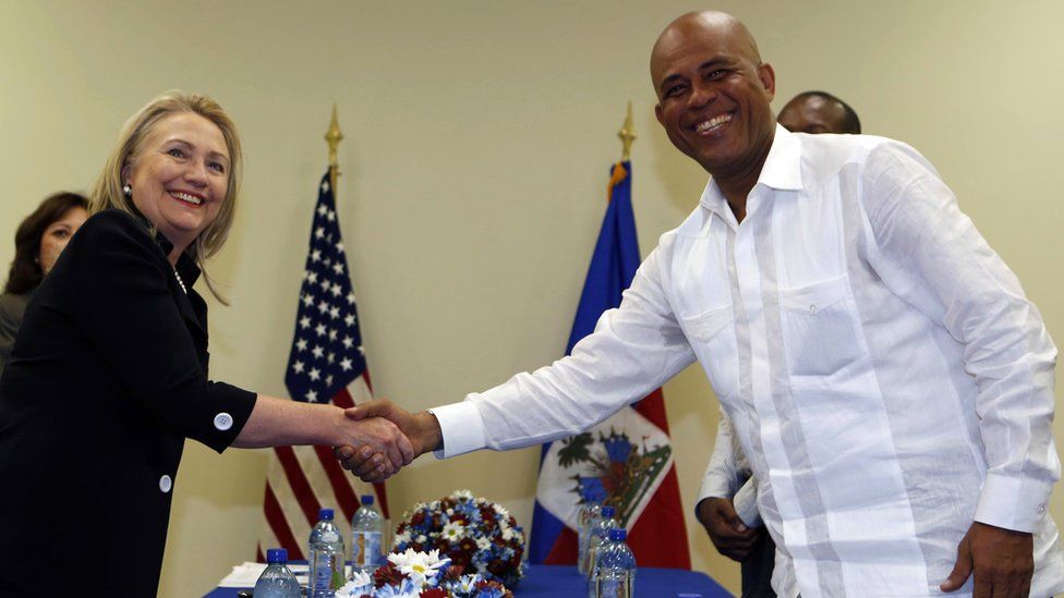 Hillary Clinton and Haitian President Michel Martelly at Caracol Industrial Park in October 2012