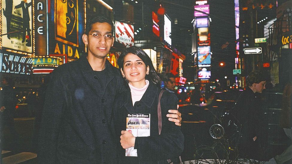 Sundar Pichai and his girlfriend Anjali soon after arriving in the US. The pair would later marry