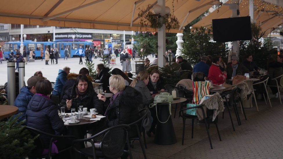 A café on a main square in Zagreb