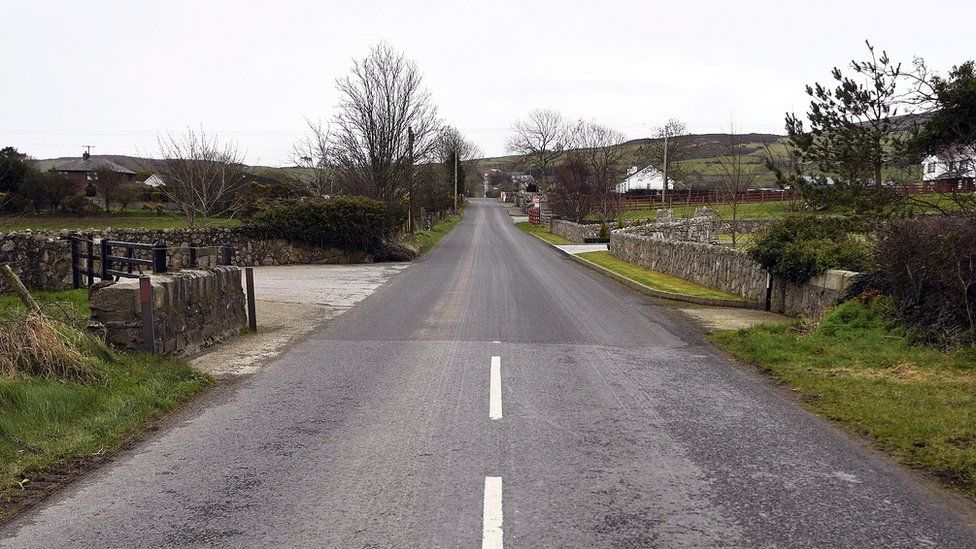 A change in road surface marks the Irish border
