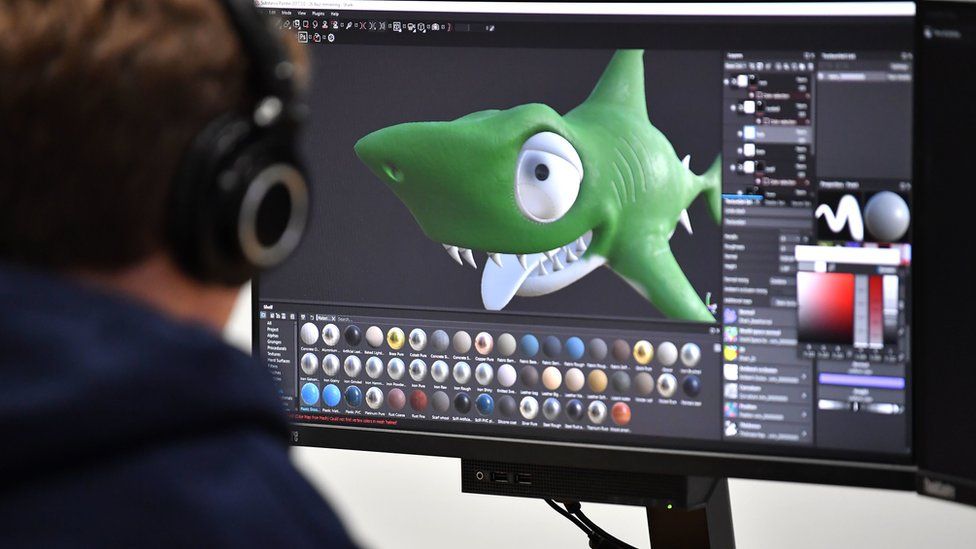 Dan McCabe uses 3D modelling to design a shark during a WorldSkills UK competition