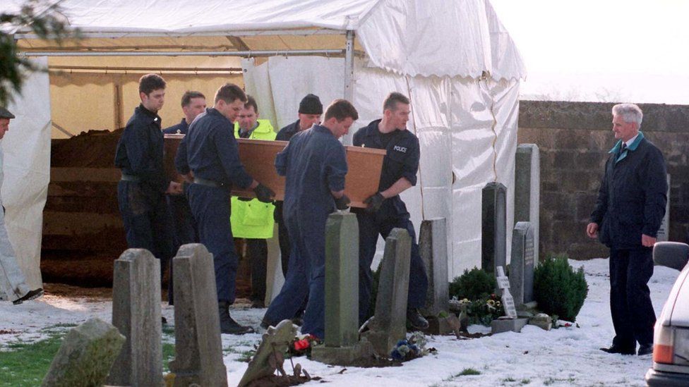 The remains of John Irvine McInnes who was exhumed today (Thursday), at Stonehouse Cemetery, by police who believe he could be the 60's killer Bible John.