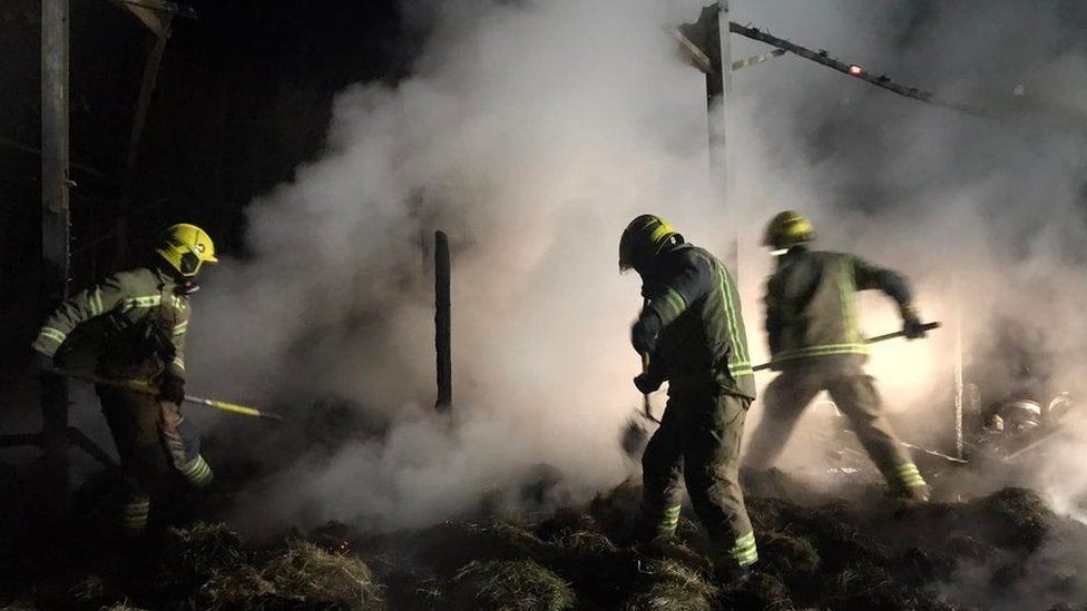 Dorset fire service believes hay fire began spontaneously - BBC News