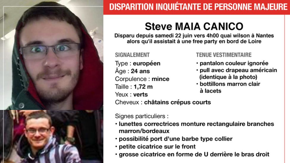 A police missing poster for 24-year-old Steve Maia Caniço