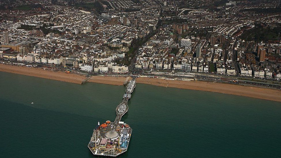 Aerial shot of Brighton and Hove