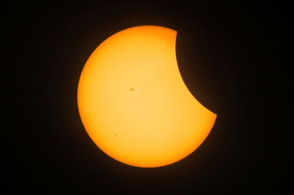 A partial solar eclipse is seen from Mazatlan, Mexico April 8, 2024.