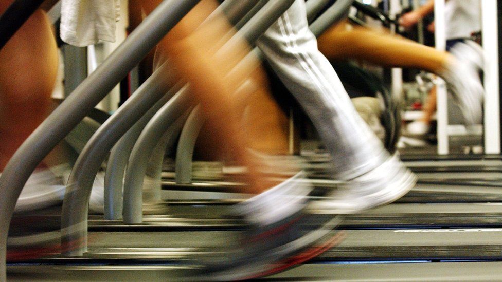 People running on a treadmill