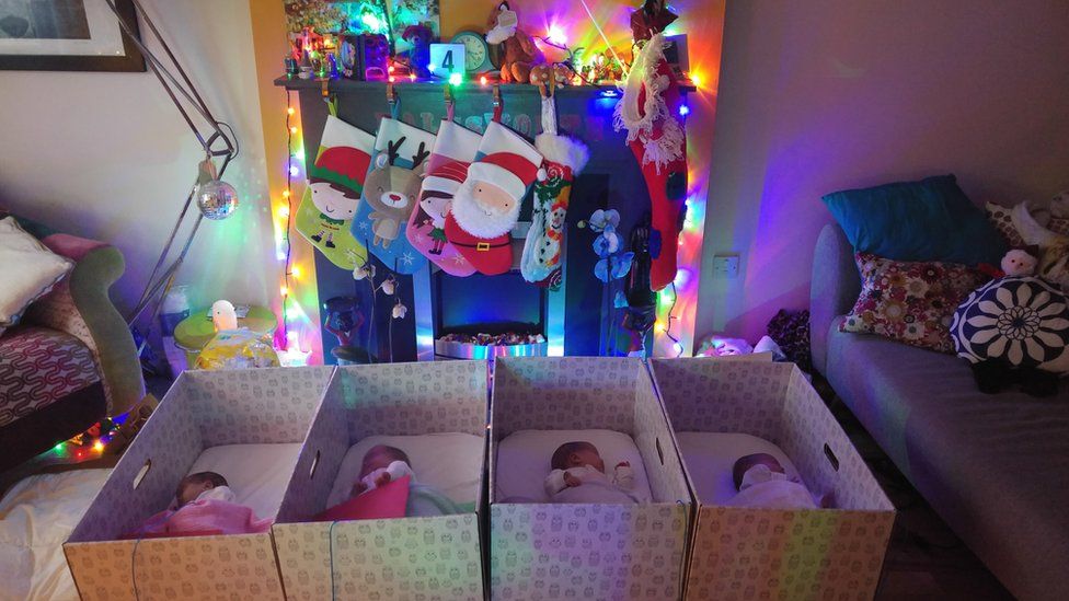 Premature Quadruplets Home For Christmas In Birmingham - BBC News