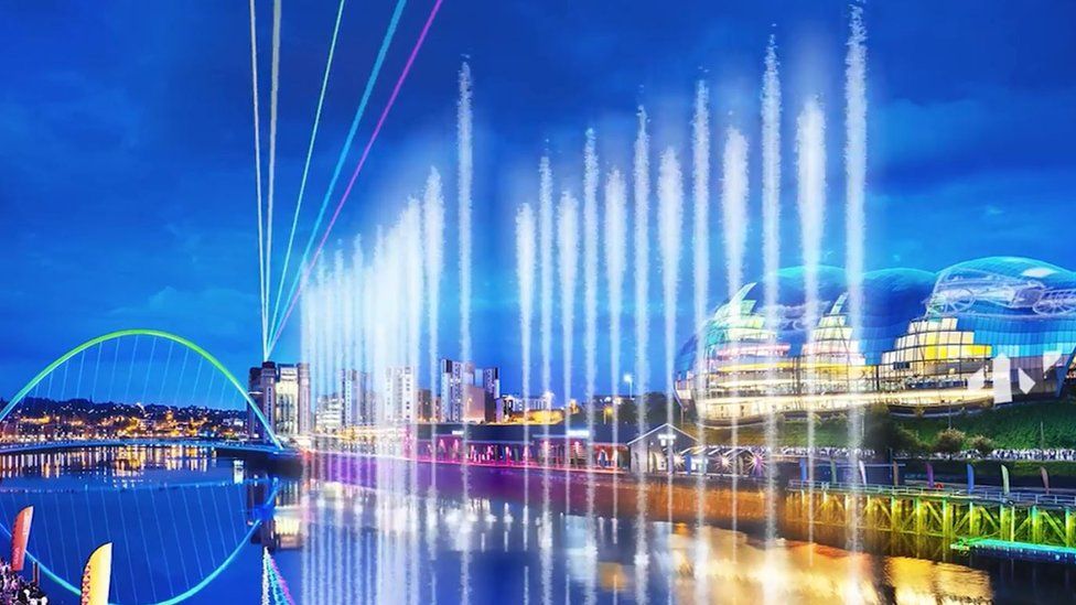 Artist's impression of the water fountain on the River Tyne