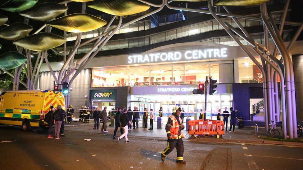 Emergency services outside Stratford Centre