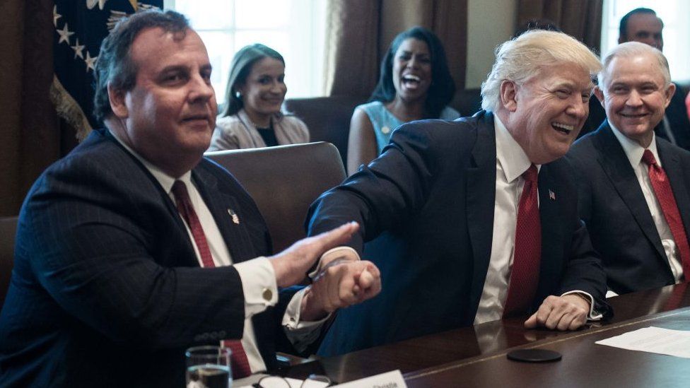 Christie and Trump during happier times at the White House in 2017