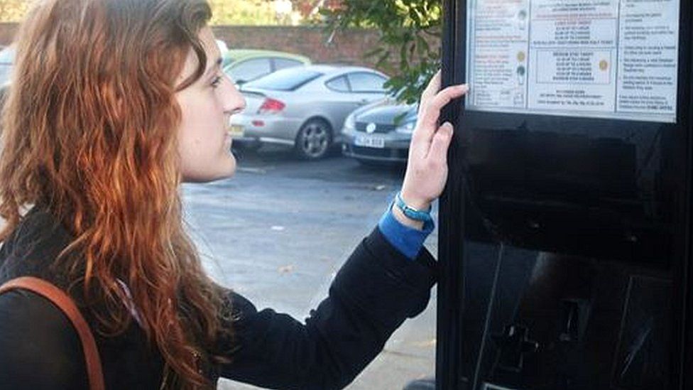 Woman at Parking ticket machine