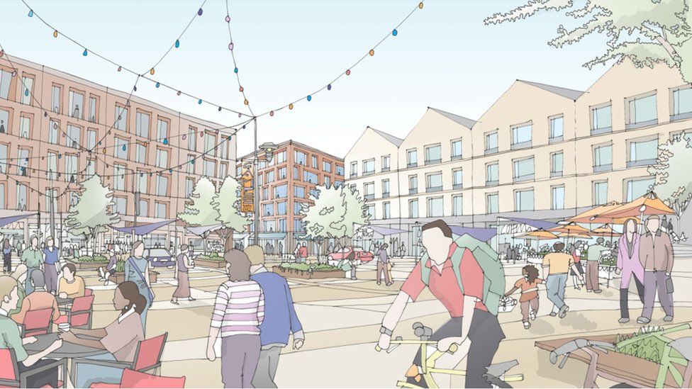 Artist's impression (CGI) view of the athletes village for the Birmingham 2022 Commonwealth Games