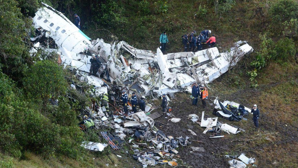 The aftermath of a plane crash in Colombia