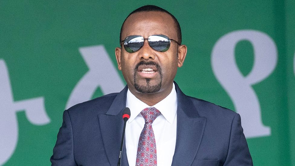 Ethiopia's Prime Minister Abiy Ahmed speaks during the 116th celebration of Ethiopian Defense Force day in Addis Ababa, Ethiopia on October 26, 2023