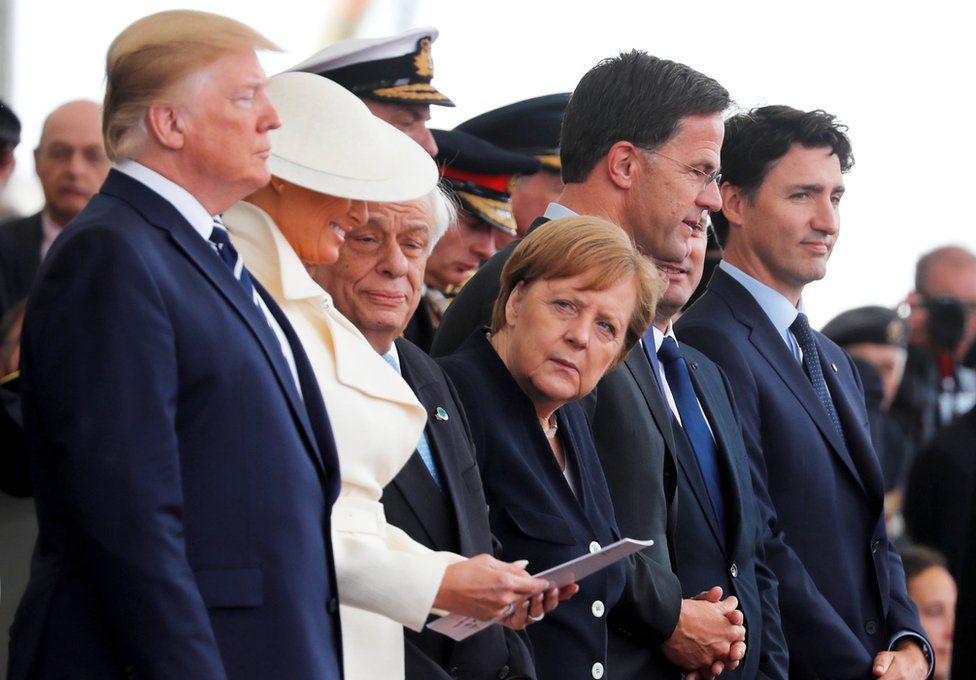 President Trump, First Lady Melania, German Chancellor Angela Merkel, Dutch Prime Minister Mark Rutte and Canada's Prime Minister Justin Trudeau.