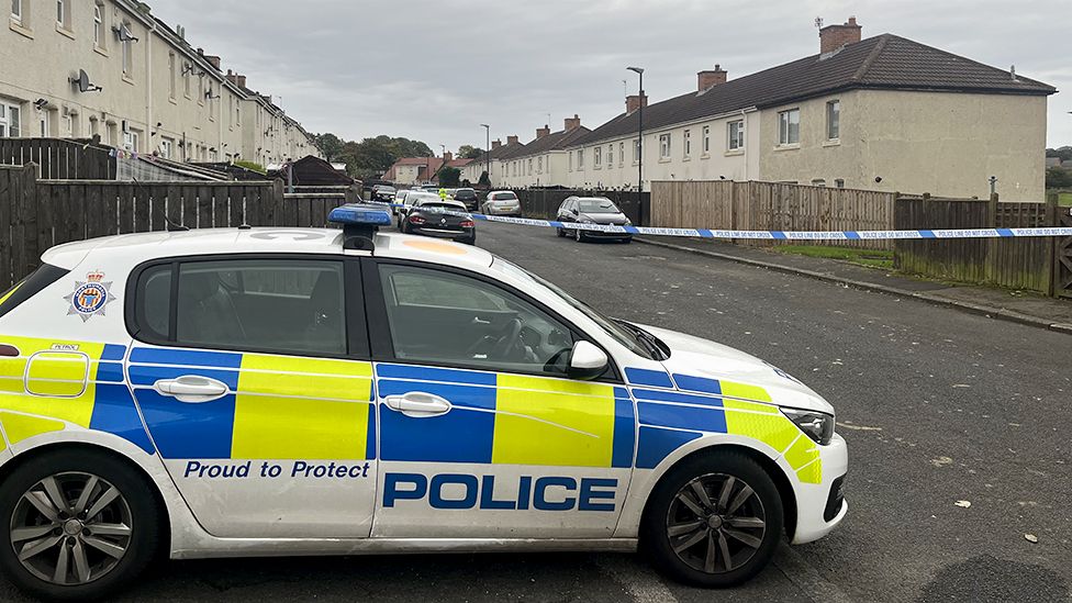 Police cordoned off the scene of the attack in Shiney Row