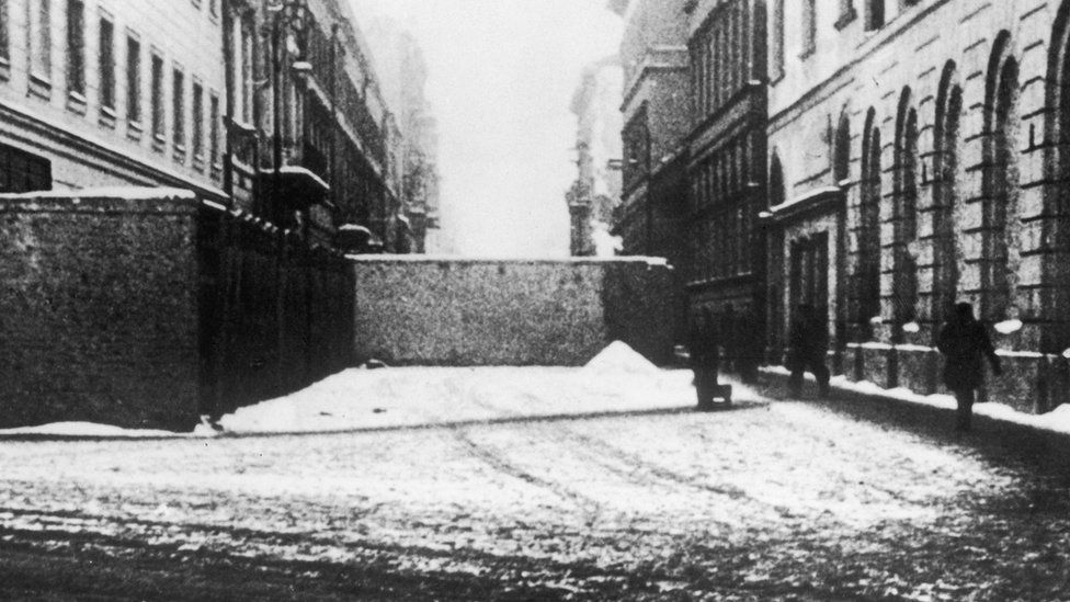 1940: Part of the Jewish ghetto wall in Warsaw