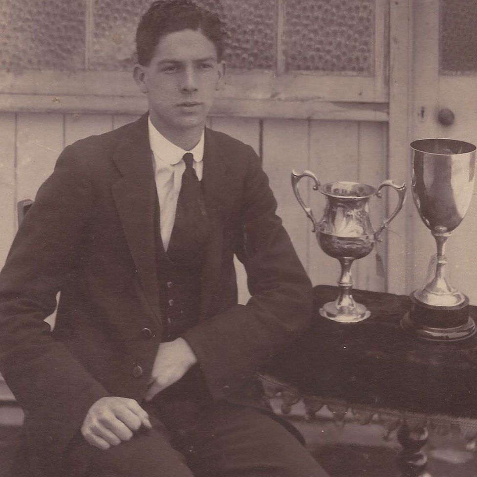Cecil Griffiths and his trophies
