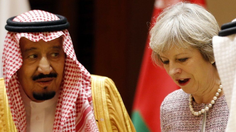 Saudi King Salman and British Prime Minister Theresa May on 7 December 2016