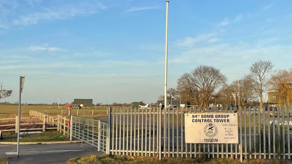 The entrance to Rougham Airfield