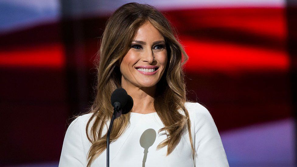 Melania Trump, wife of Republican presidential nominee Donald Trump, arrives to speak on the first day of the Republican National Convention on July 18, 2016