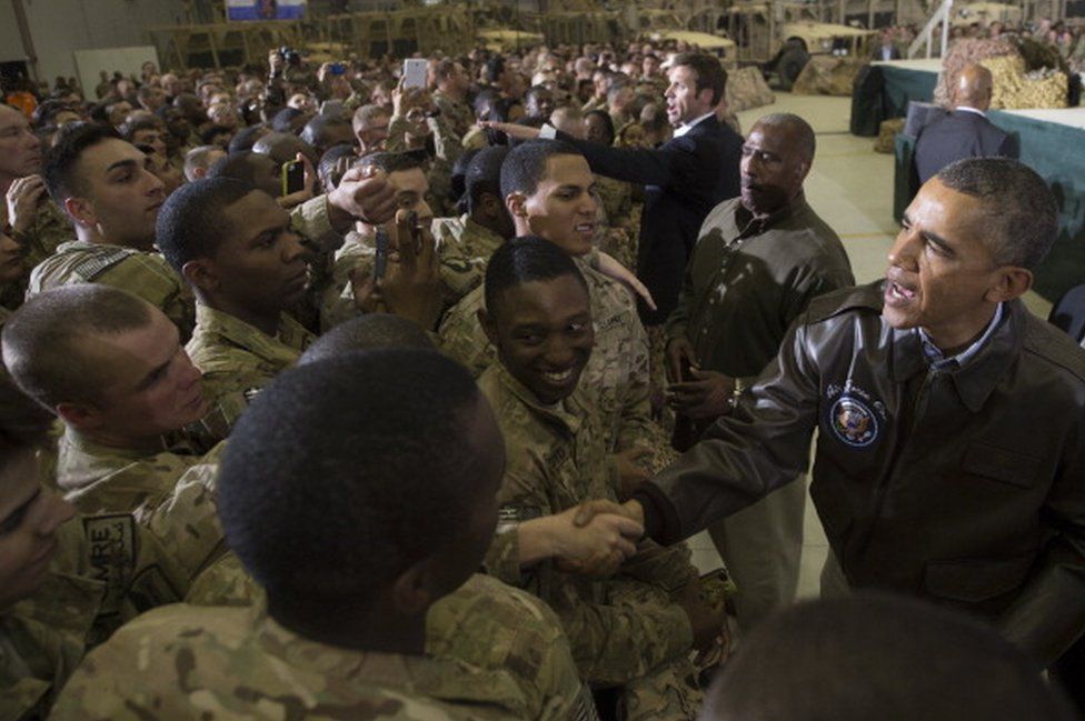 Obama visited troops at Bagram airbase in Afghanistan in 2014